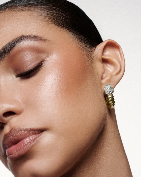 Elegant serpent-inspired earrings crafted in gold-plated brass with zirconia accents