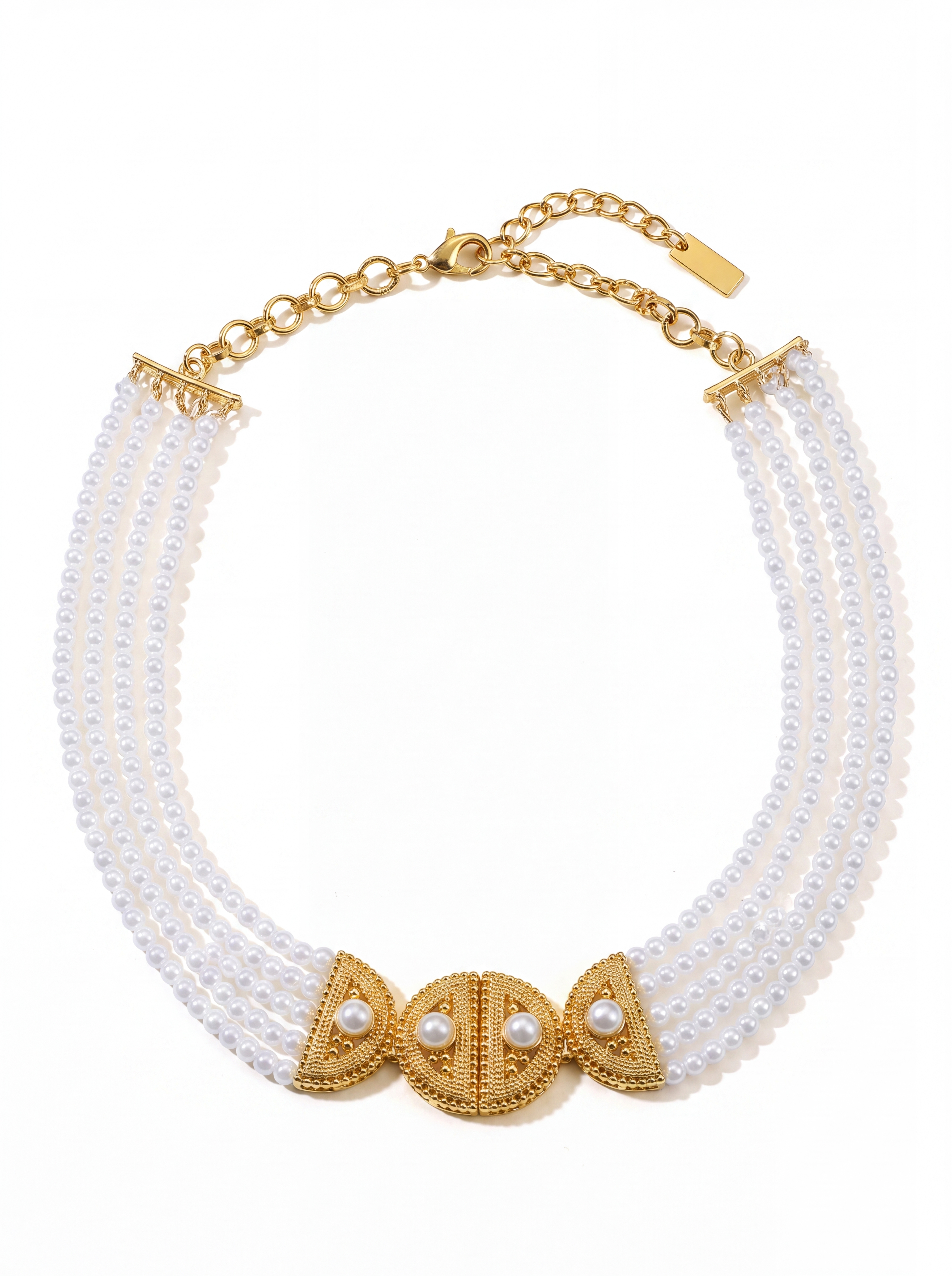 Ravi Hemisphere Pearl Necklace featuring a lustrous freshwater pearl set in a modern gold half-dome pendant, elegant minimalist jewelry for everyday wear and special occasions.