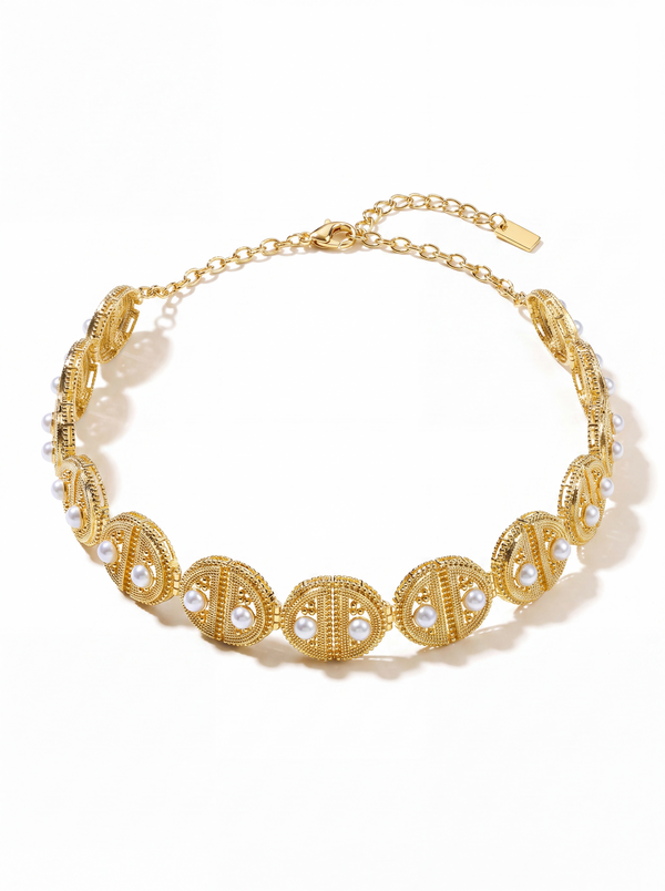 Ravi collection hemisphere choker in luminous gold for radiant style
