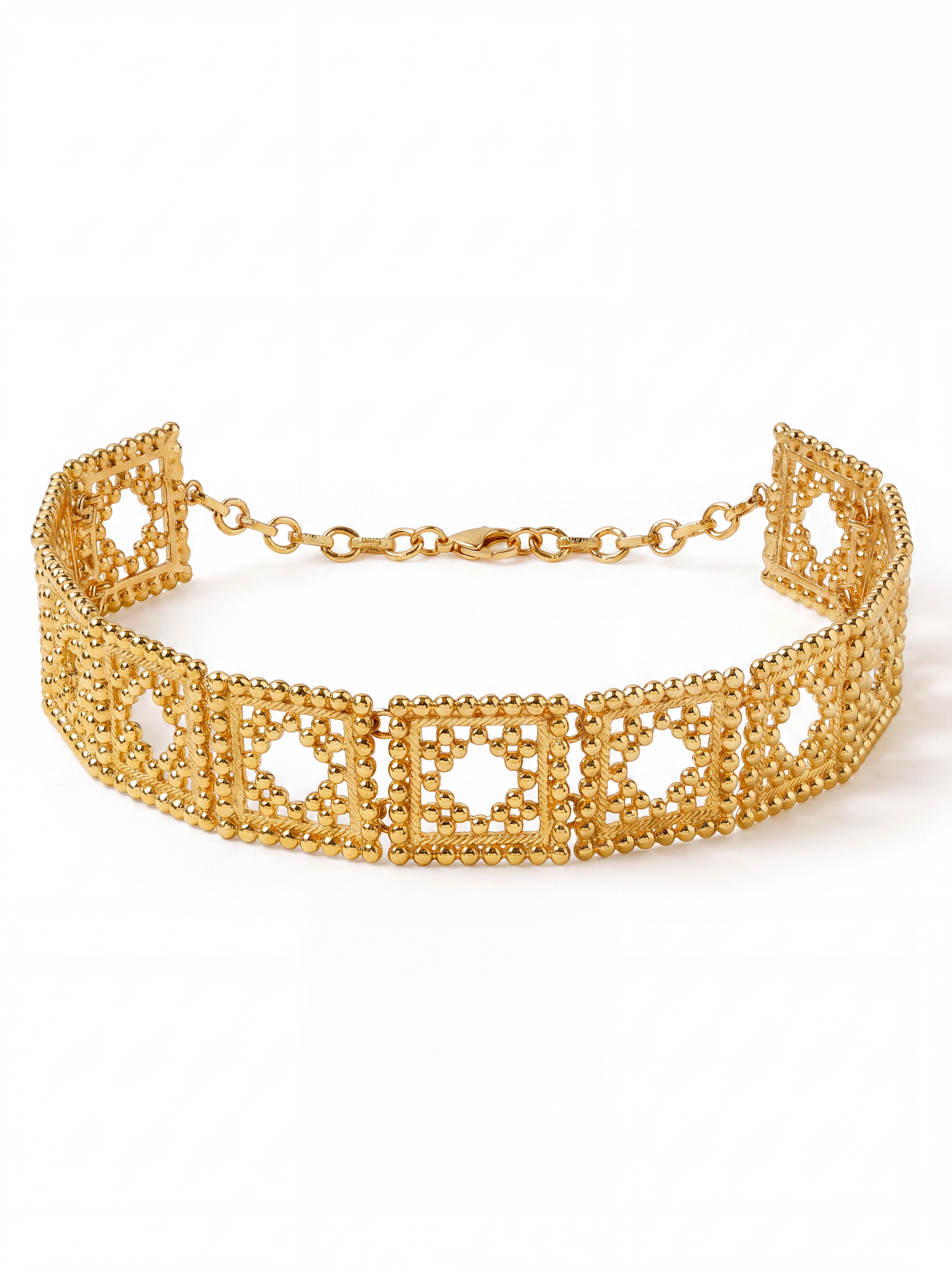 Gold diamond choker necklace with Indian-inspired design