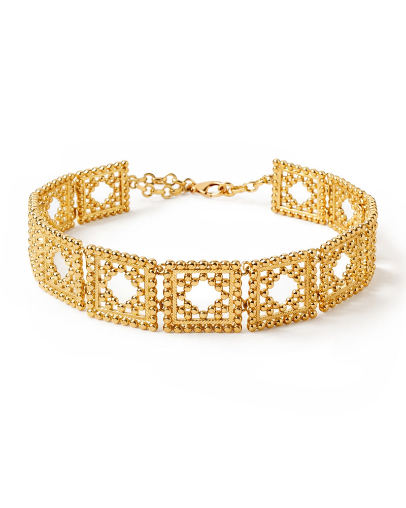 Gold diamond choker necklace with Indian-inspired design