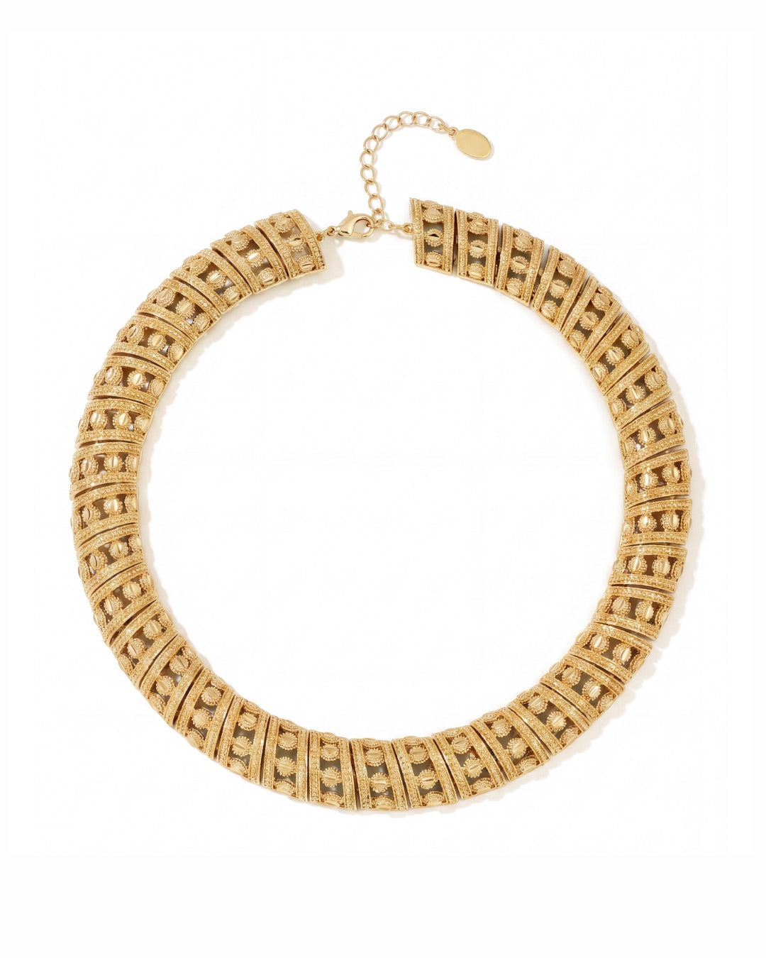 Intricately crafted gold collar necklace