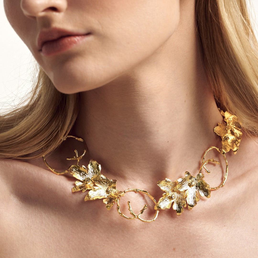 Mystic gold vine choker – nature-inspired 24k gold women’s necklace