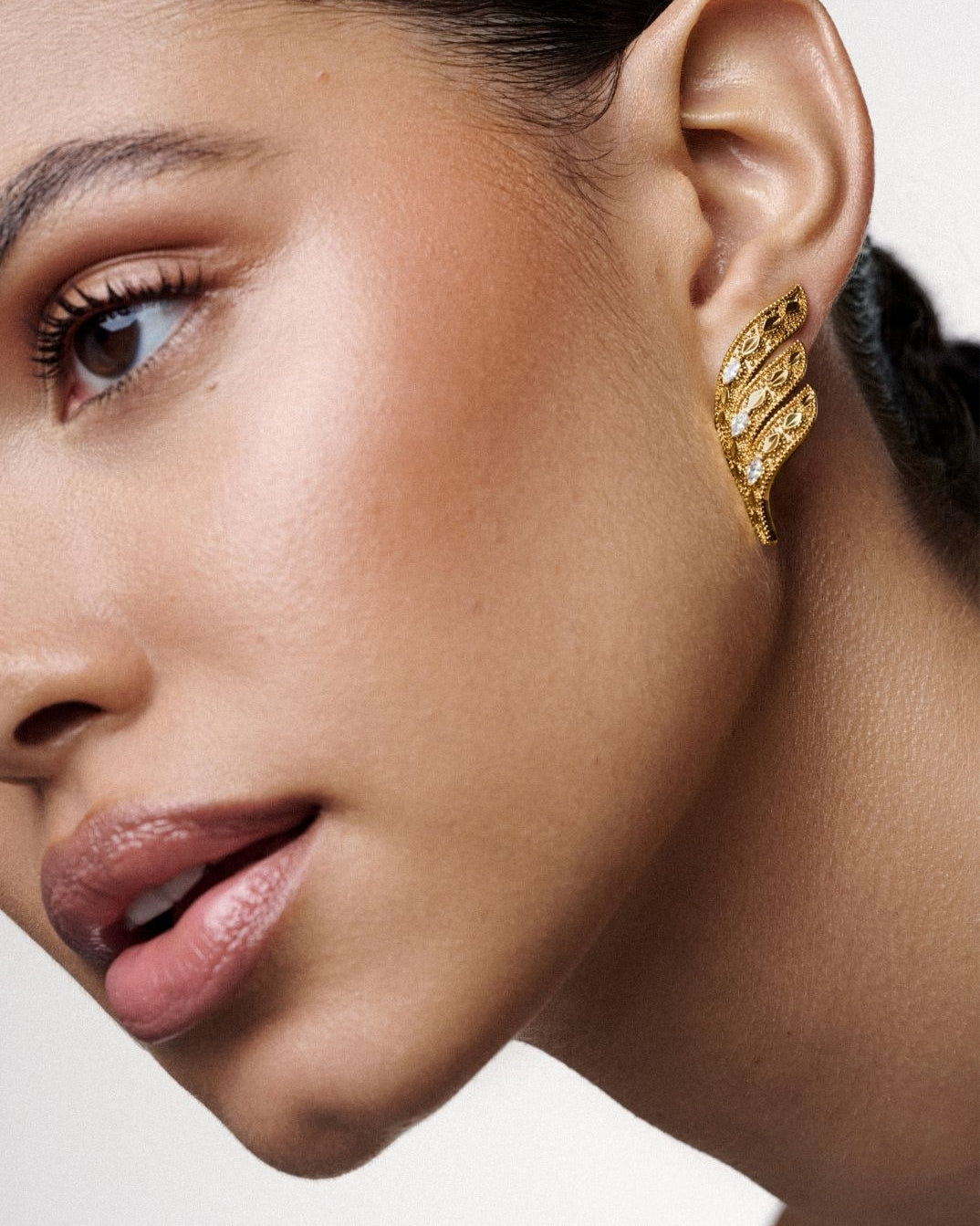 24 K gold plated statement earrings with zirconia details
