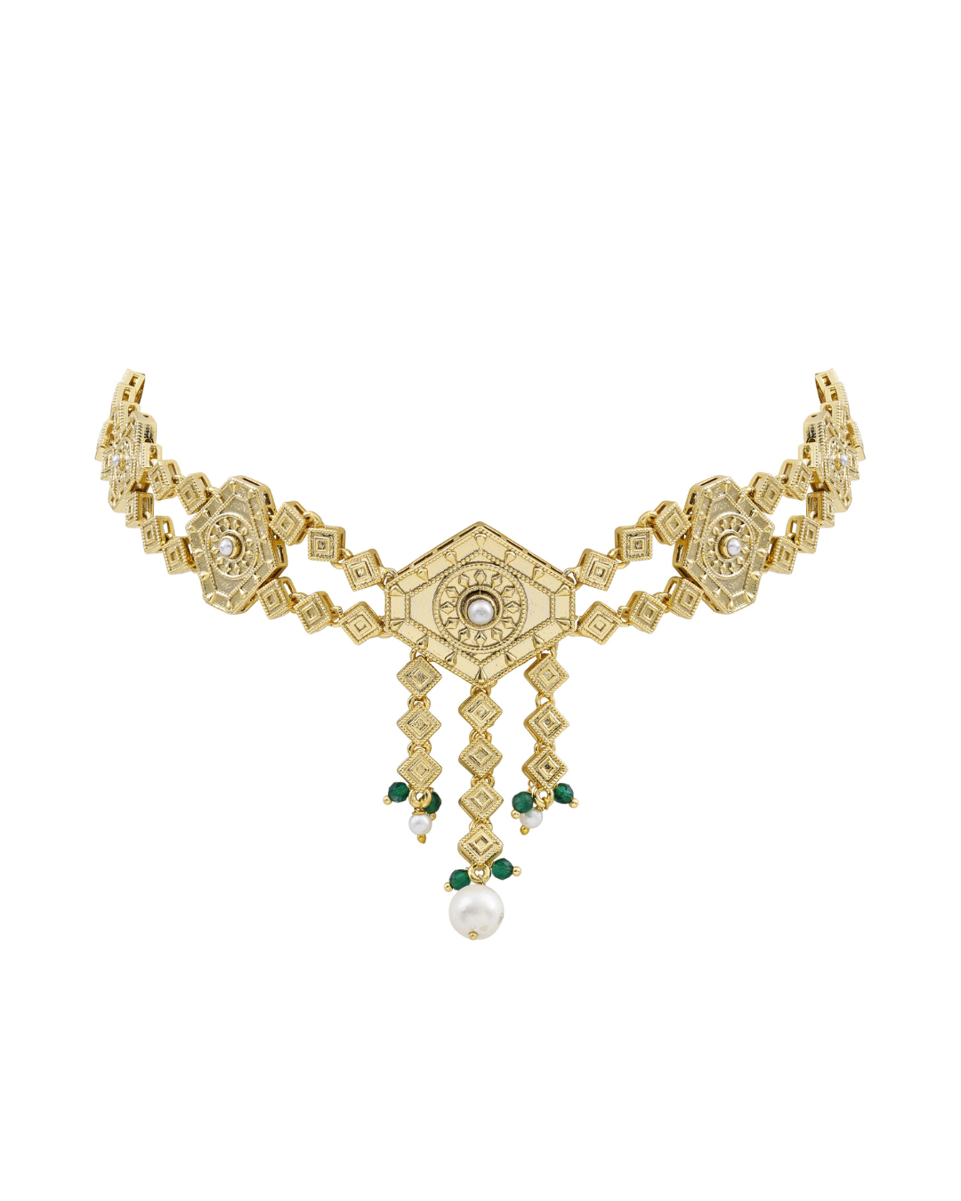 Elegant gold and pearl choker