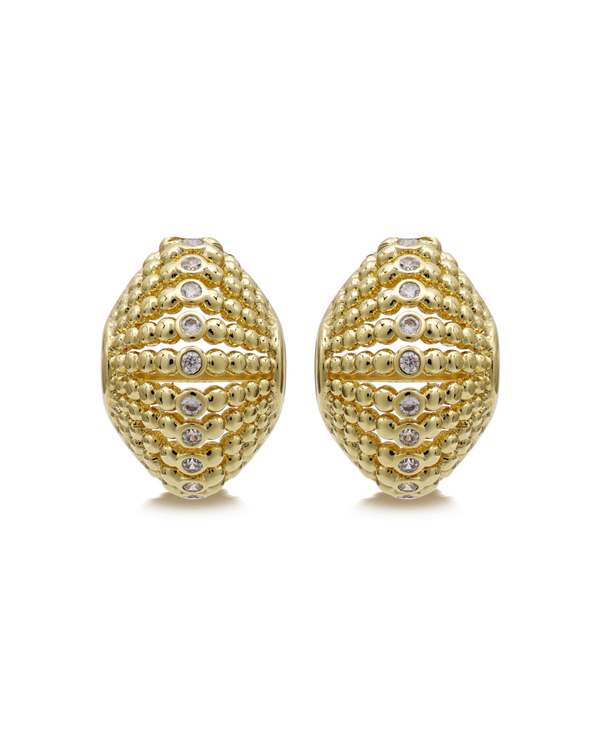 Ravi Nova Stud Earrings in 24k gold plating with zirconia accents