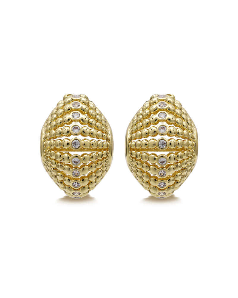 Ravi Nova Stud Earrings in 24k gold plating with zirconia accents