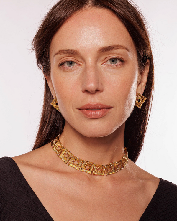 Ravi Diamond Choker featuring 24k gold plating