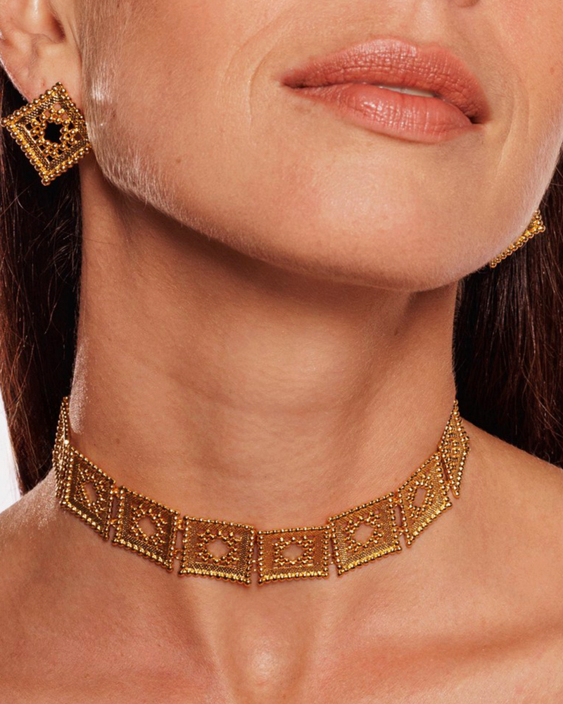 Ravi Diamond Earrings crafted with 24k gold plating