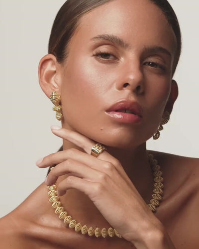 Fashion drop set in 24k gold plating for radiant confidence