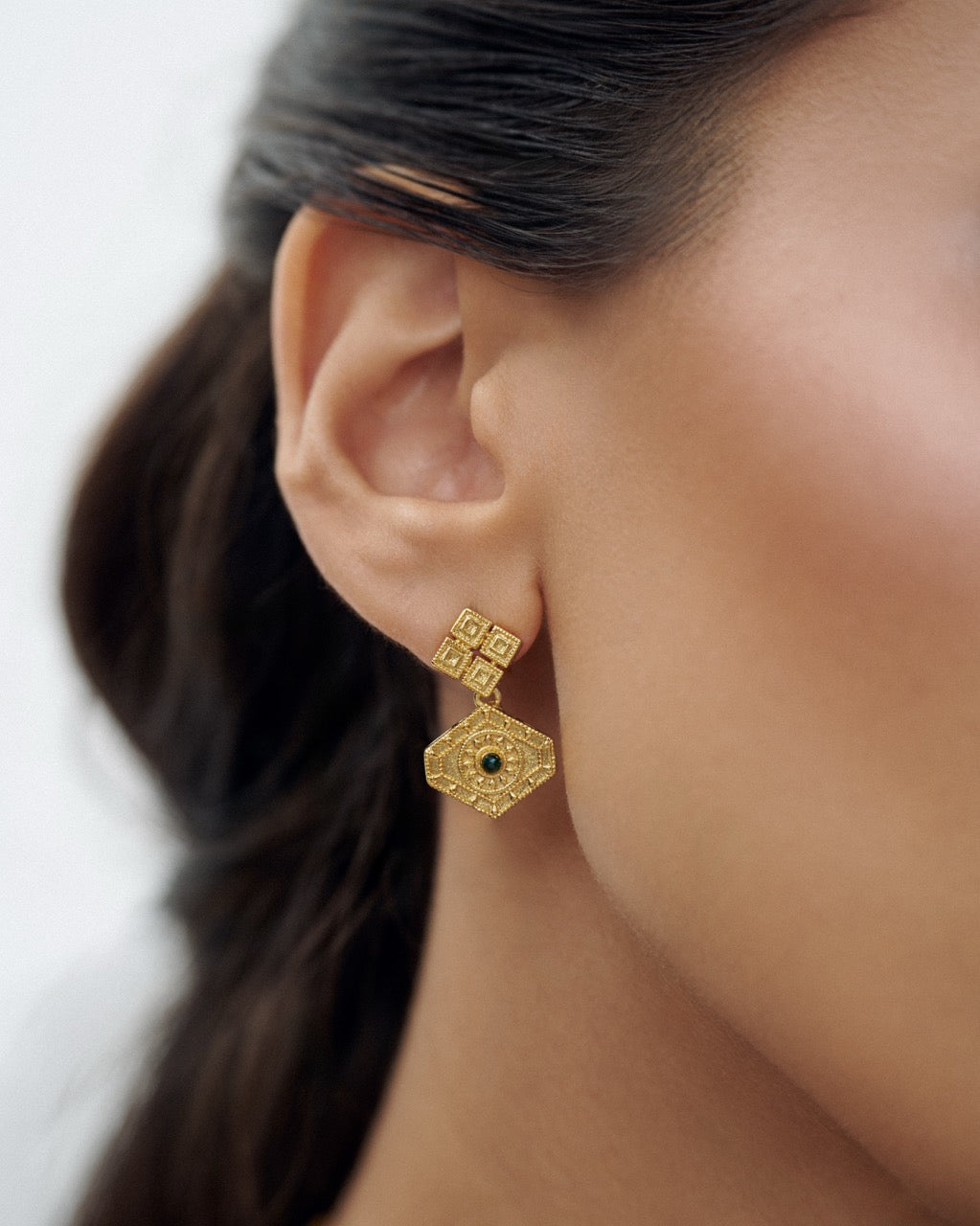 geometric gold earrings