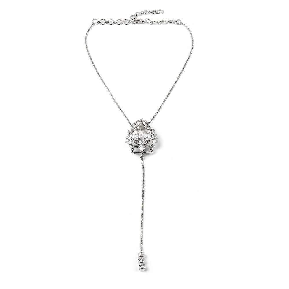 y drop necklace silver lotus lynyer