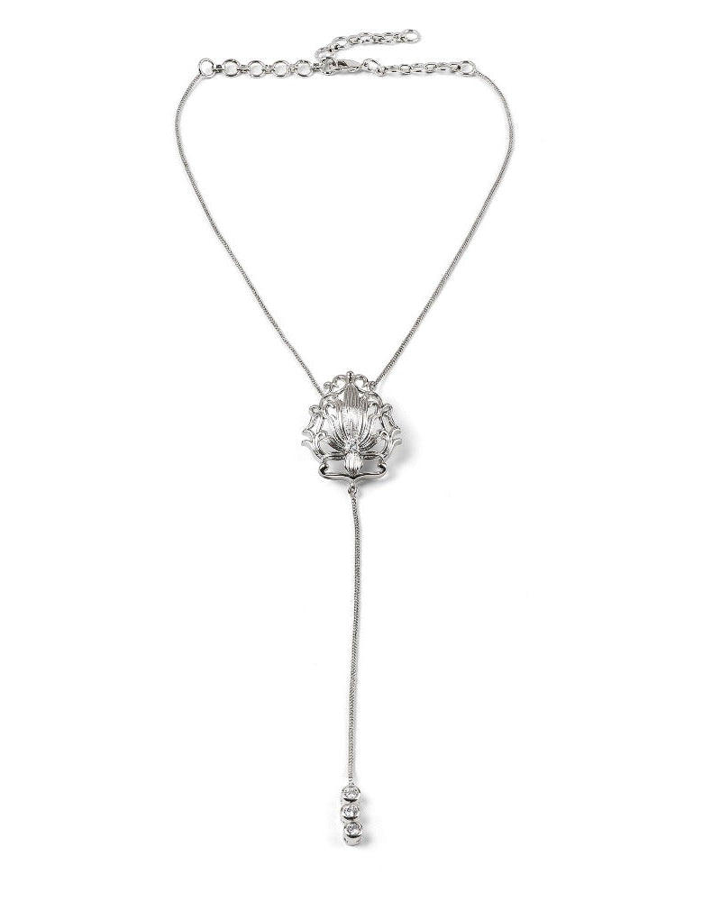 y drop necklace silver lotus lynyer