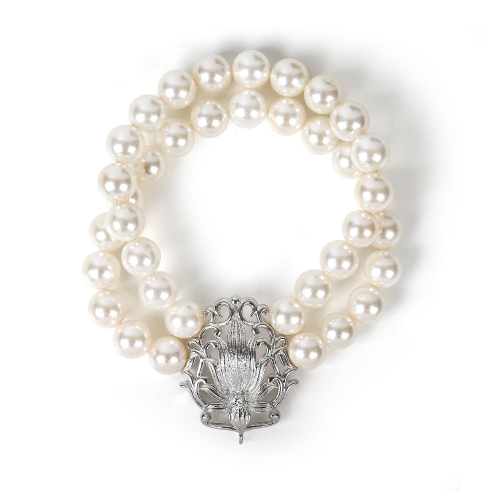 silver lotus pearl bracelet lynyer jewellery 