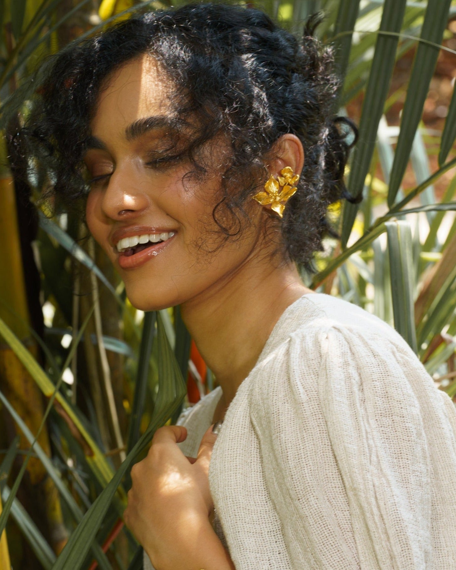 lynyer lynyer big earrings earcuff gold flower blossom jewellery earrings statment jewelry