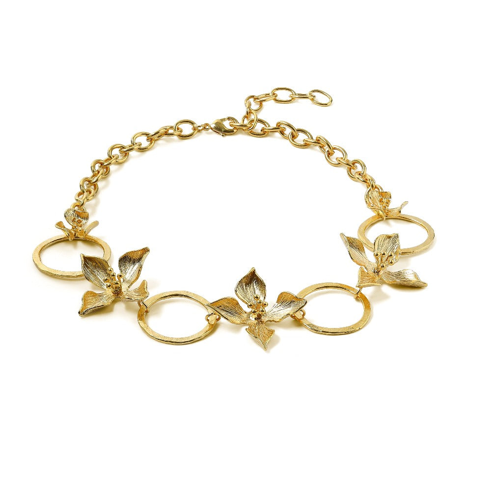 choker flower necklace goldplate lynyer jewellery floral