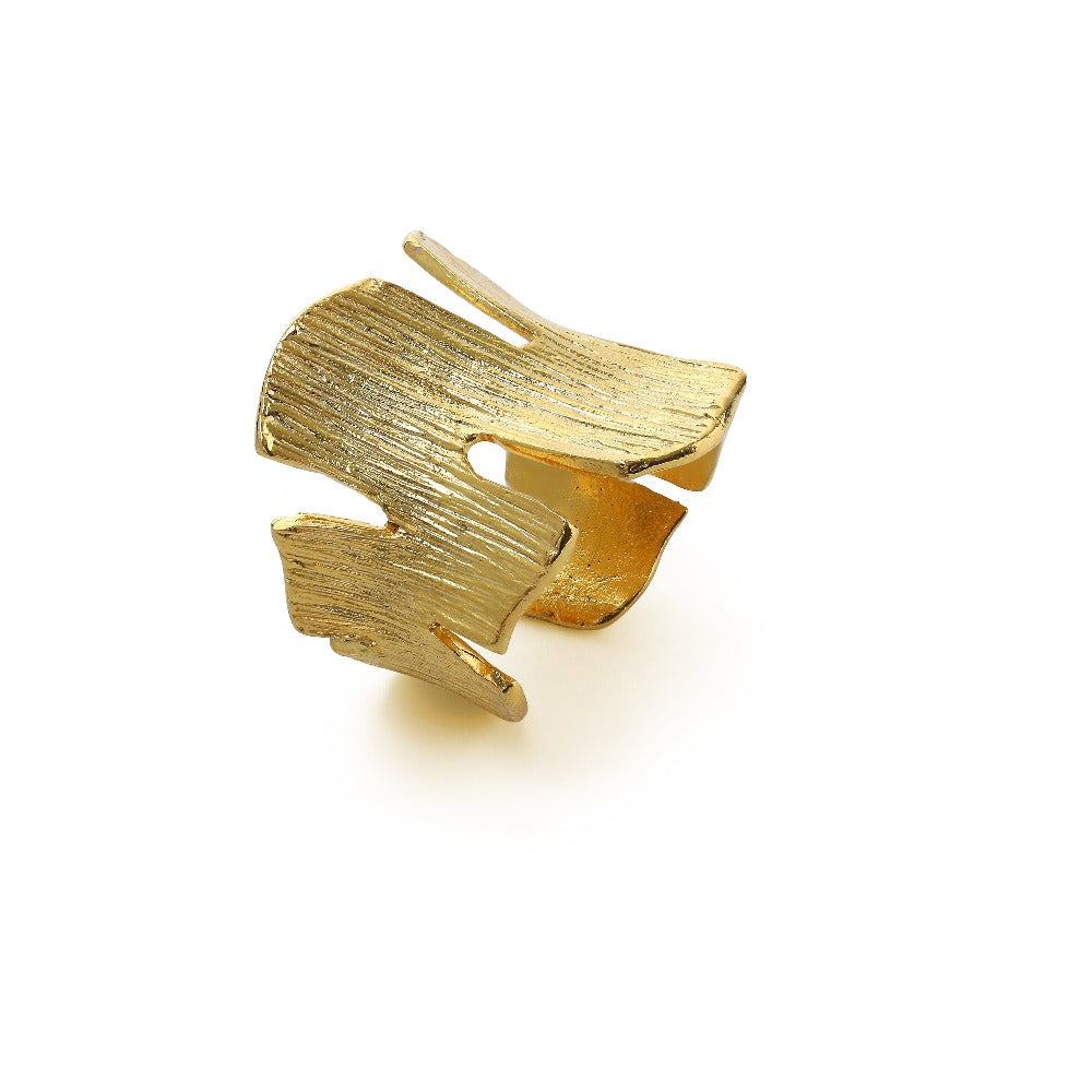 Treebark ring textured gold tree botanica abstract lynyer