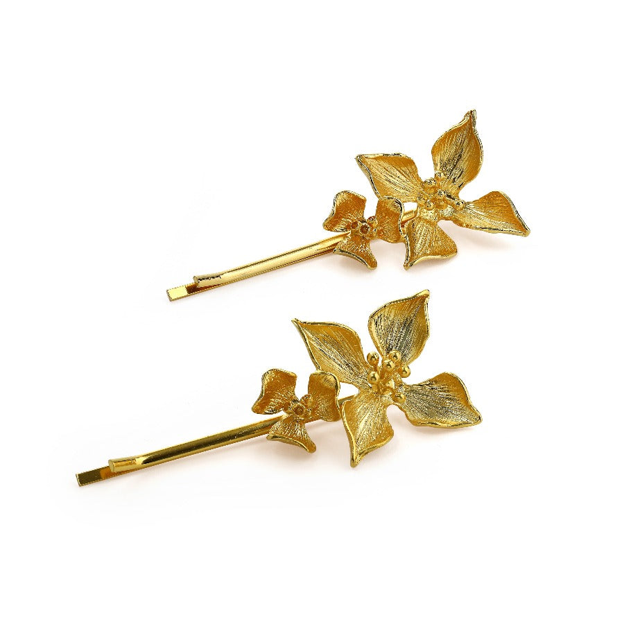 golden floral flower hairpins blossom hairaccessory