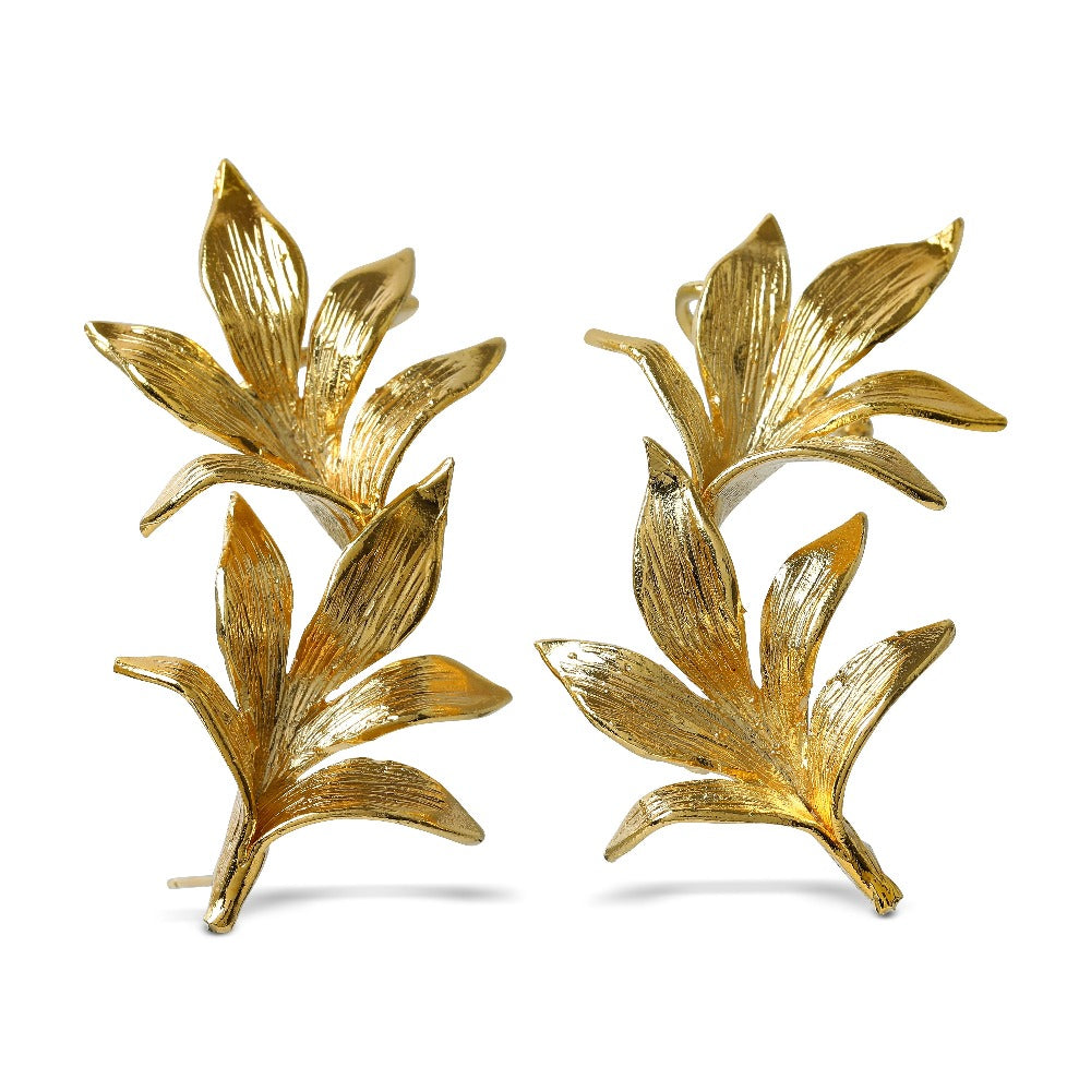 botanical lynyer earcuffs goldplated earrings jewellery