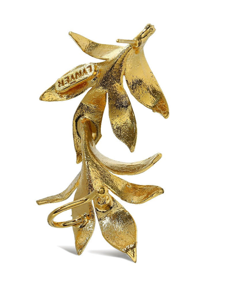 botanical lynyer earcuffs goldplated earrings back