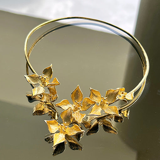 collar necklace flowers gold plated lynyer  choker necklace