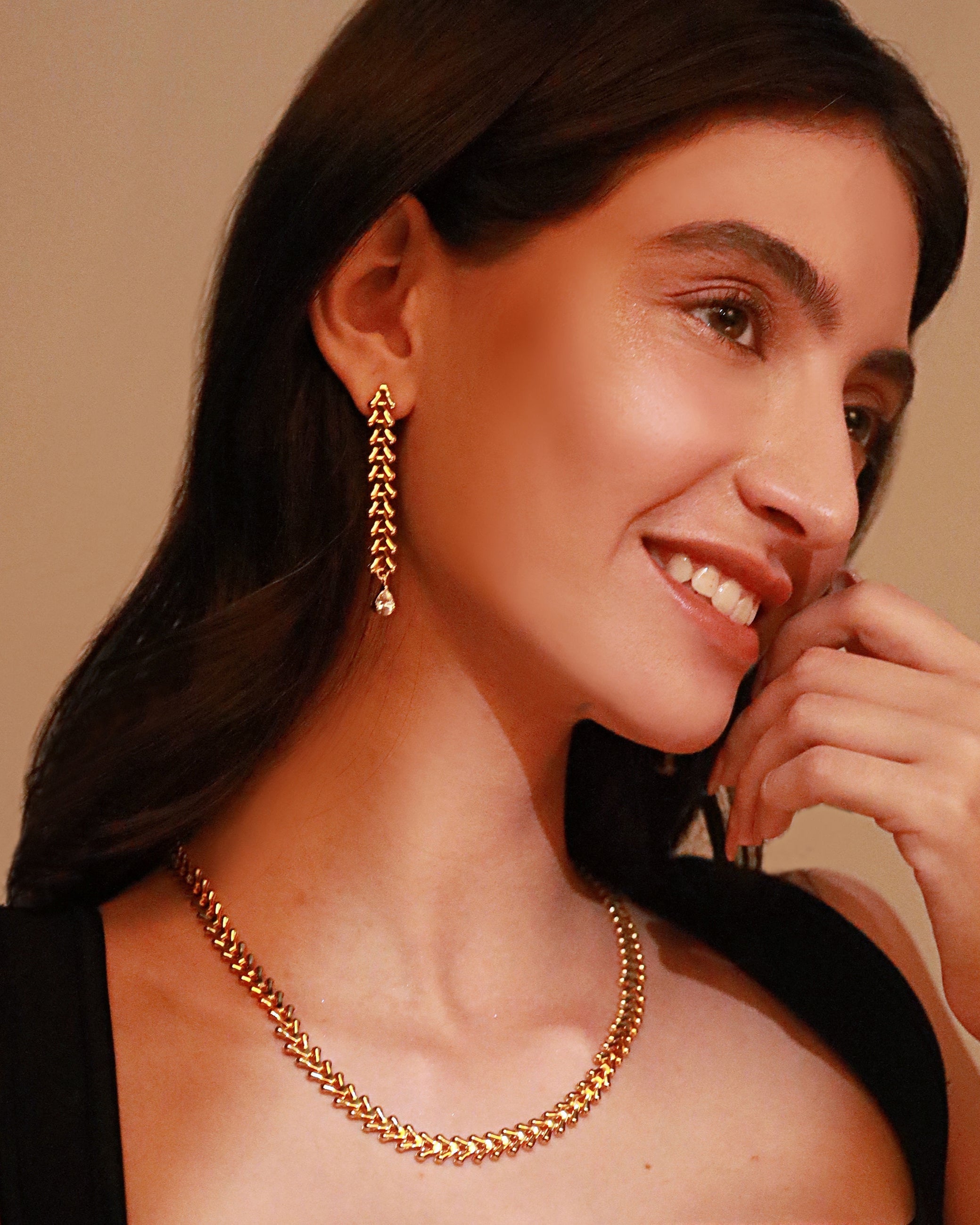 lynyer jewellery drop down earrings set necklace