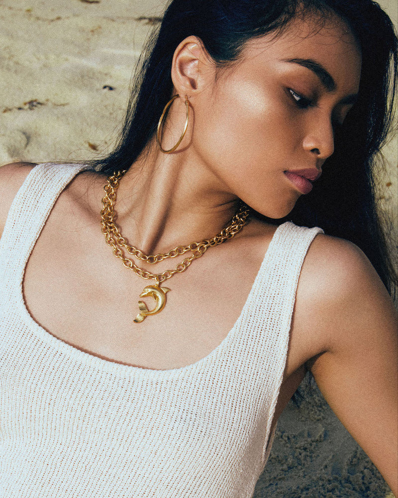 Dolphin Double Chain Necklace