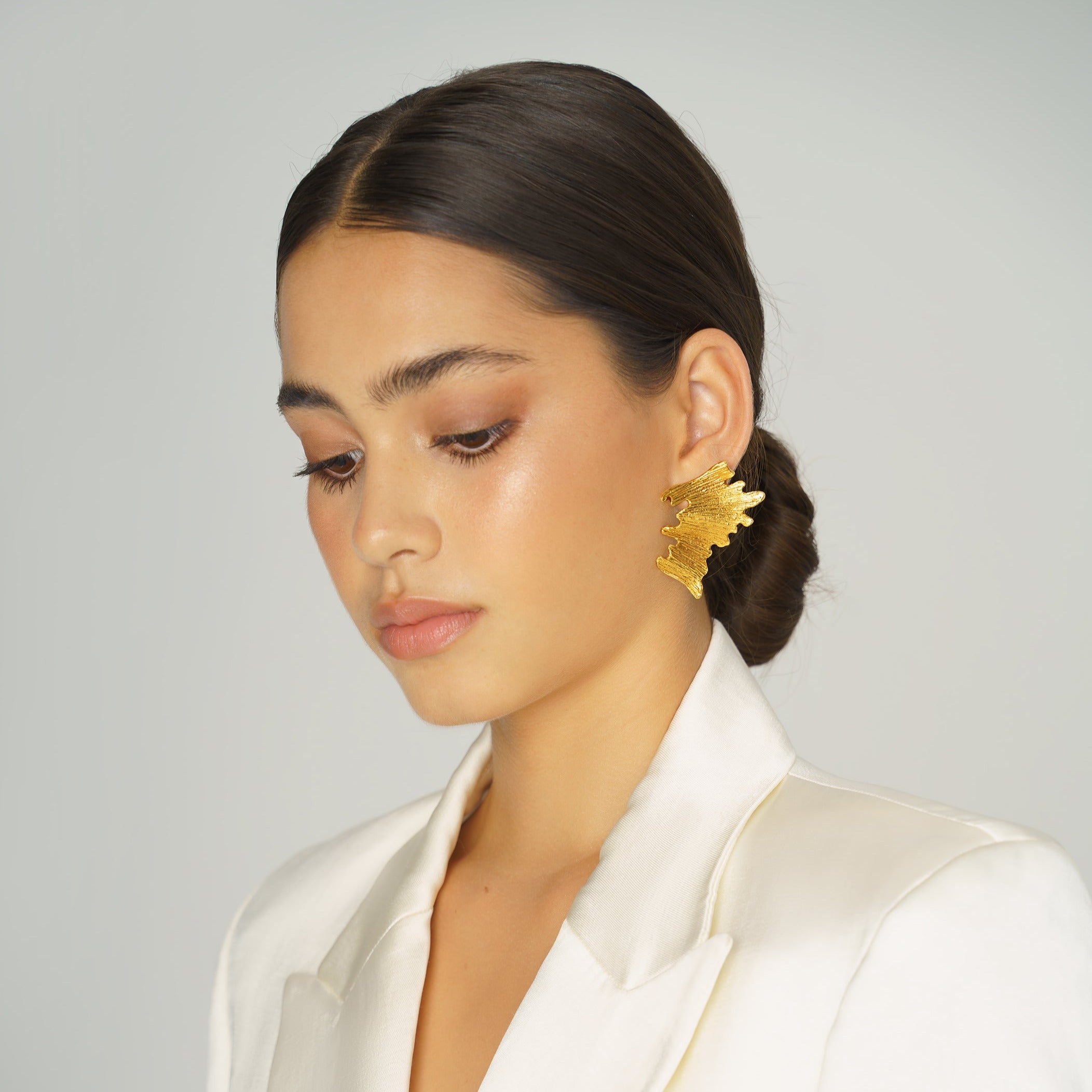 lynyer statement earrings gold handmade abstract styling lynyer