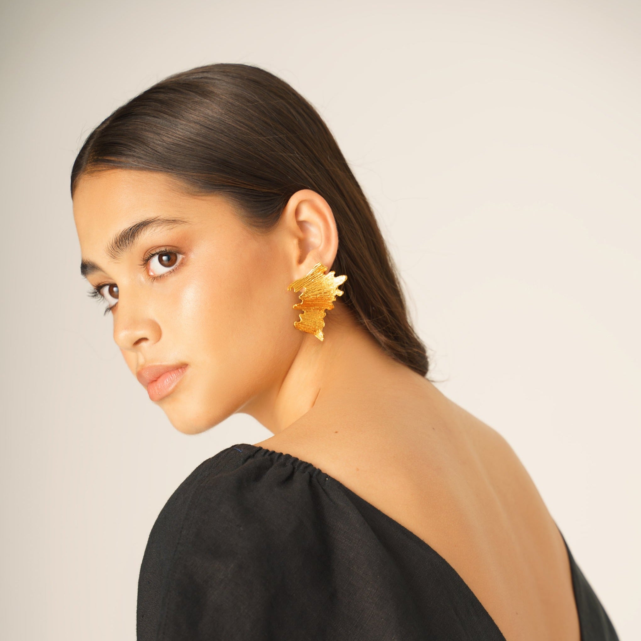 lynyer statement earrings gold handmade abstract 