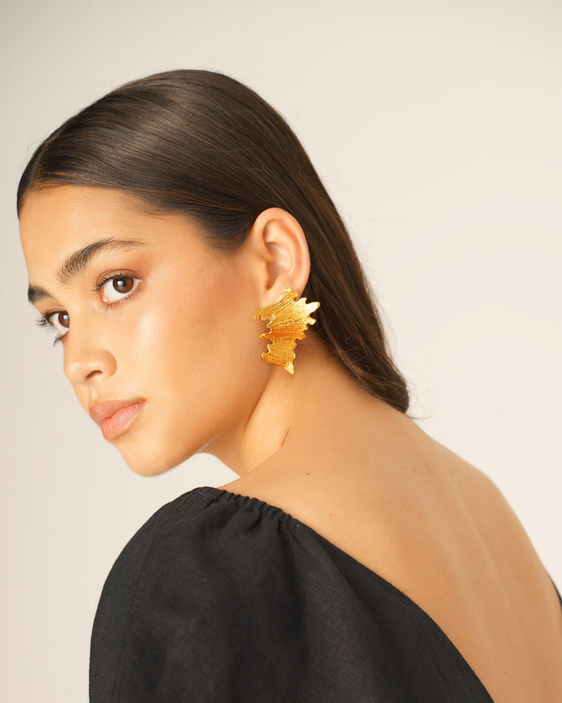 Lightweight statement earrings with gold finish