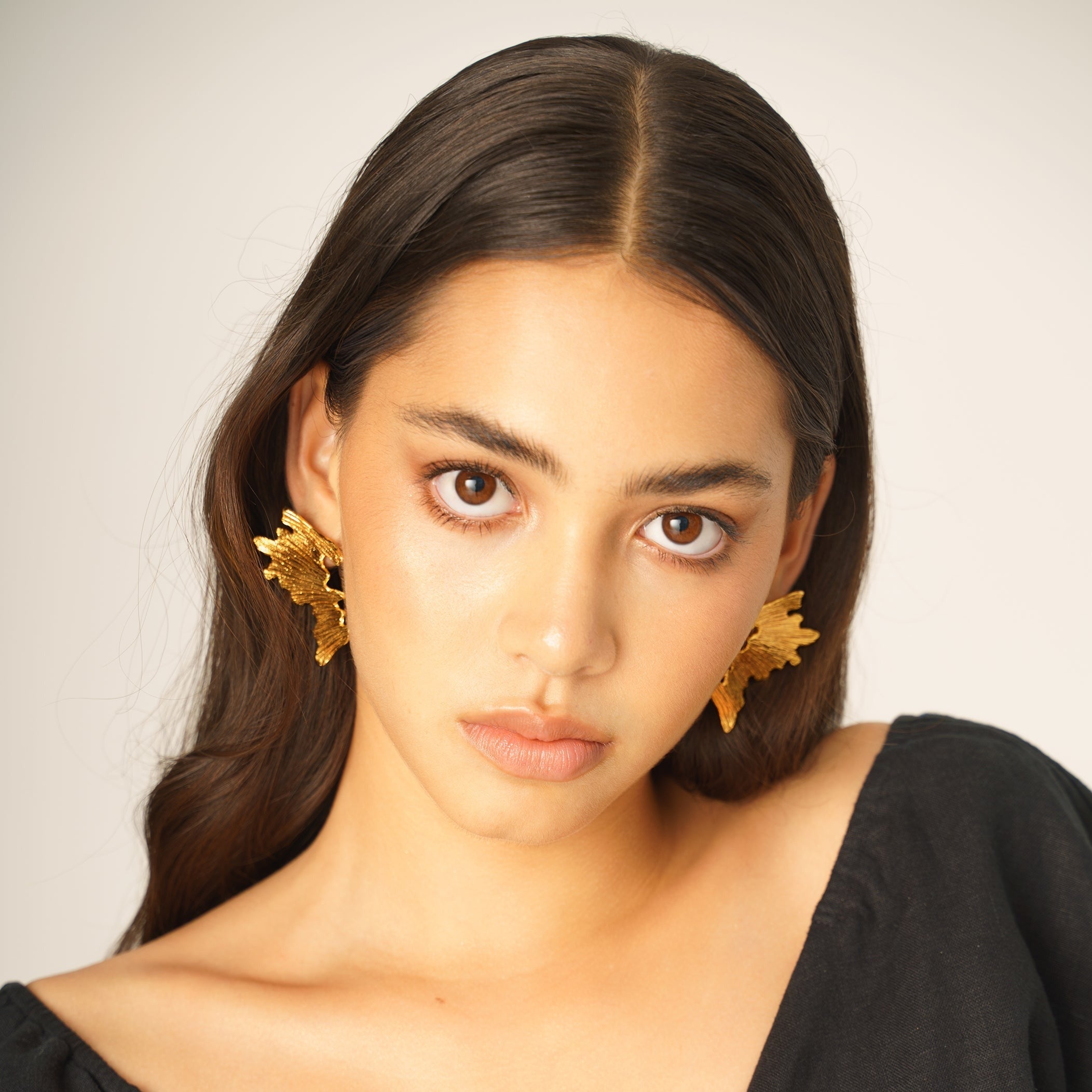 lynyer statement earrings gold handmade abstract styling lynyer