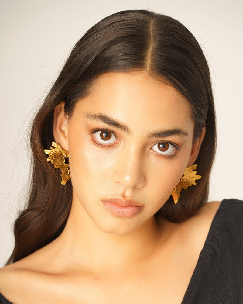 Unique sculptural gold earrings for daily wear