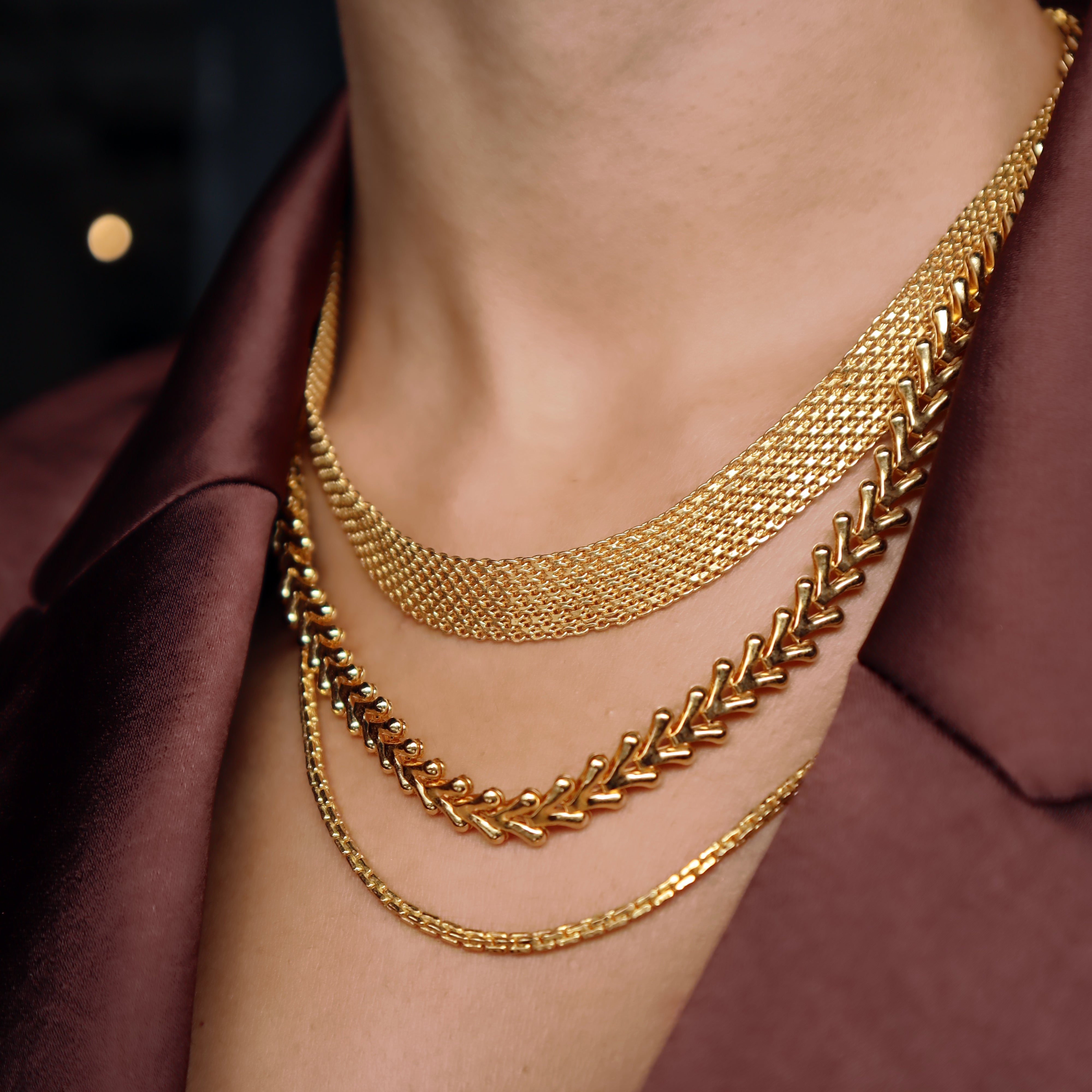 box chain necklace lynyer jewellery gold layers